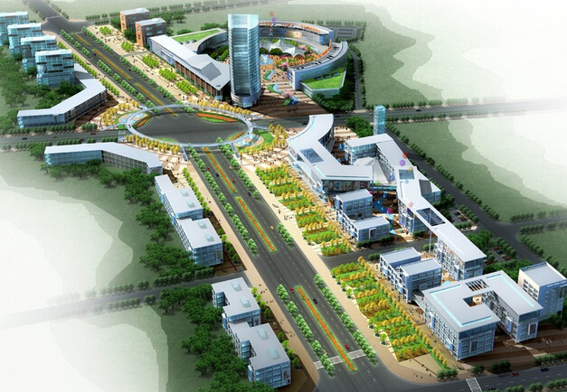 商业中心建筑群鸟瞰效果图设计