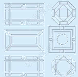 蓝色色调雕刻花纹图片