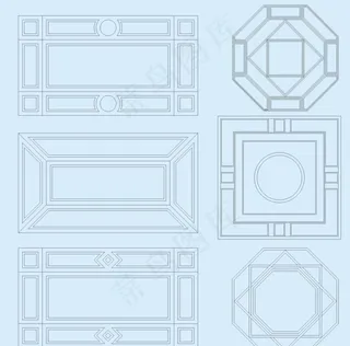 蓝色色调雕刻花纹图片