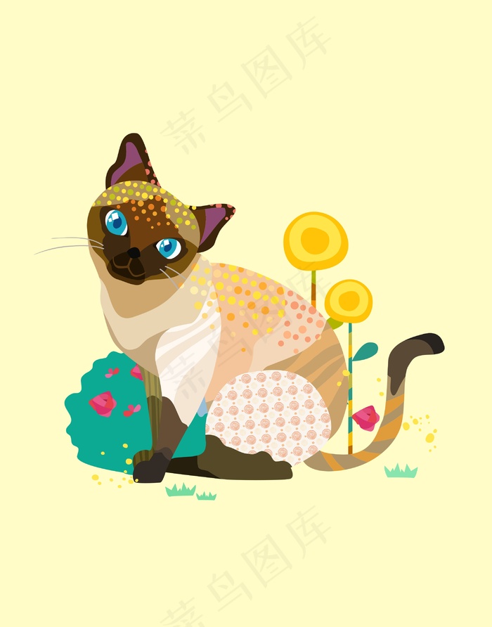 猫咪插画cdr矢量模版下载