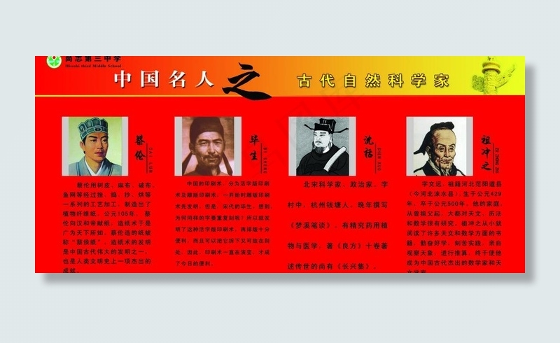 中国名人之古代自然科学家图片psd模版下载