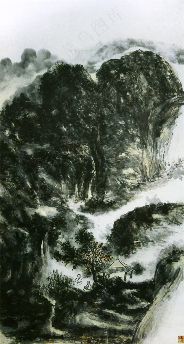 山亭小息图轴传统水墨画