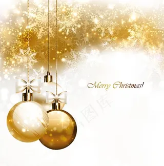 雪花圣诞吊球背景矢量素材