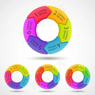 彩色3D箭头标签矢量素材