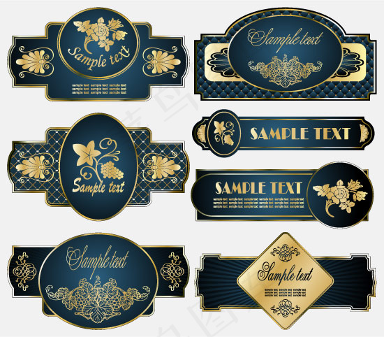 欧式华丽经典标贴矢量素材