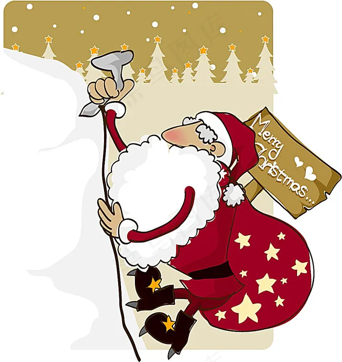 圣诞老人卡通画ai矢量模版下载