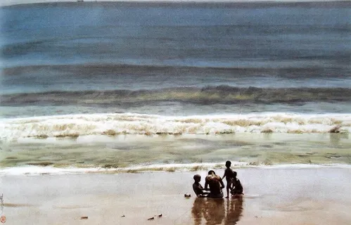 水彩画 西非海岸图片