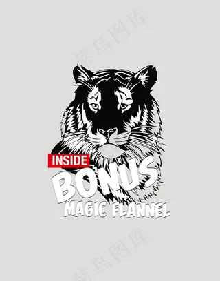 老虎黑白插画