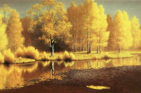 油画秋天树林 油画秋天树林