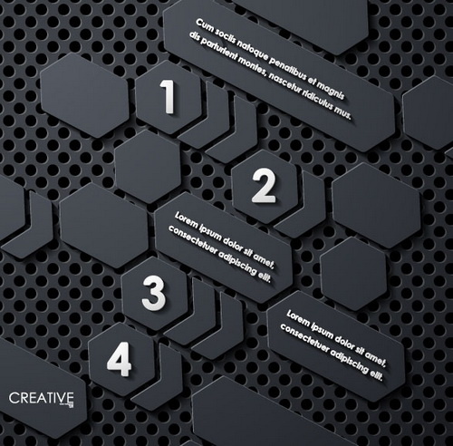 酷黑ppt数字序列矢量素材