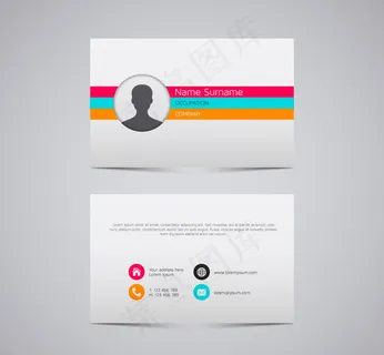 彩条商务名片矢量素材
