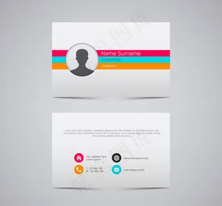 彩条商务名片矢量素材