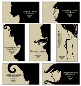 女性剪影卡片矢量素材