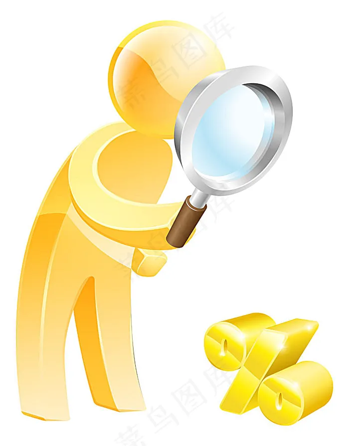 拿着放大镜的3D小人eps,ai矢量模版下载
