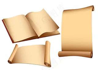 复古书本与画卷