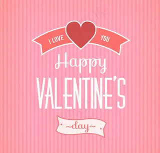 粉色条纹情人节贺卡