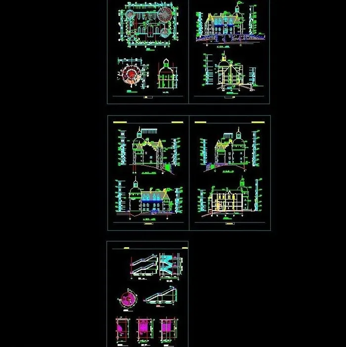 欧式古堡建筑施工图图片