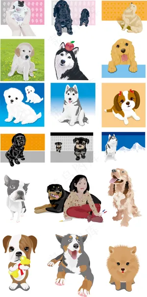 可爱卡通狗狗AI矢量元素