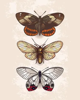 老式的蝴蝶标本设计矢量图02