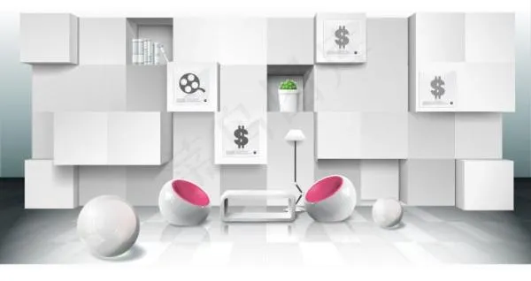 创意立体商务空间背景矢量素材ai矢量模版下载