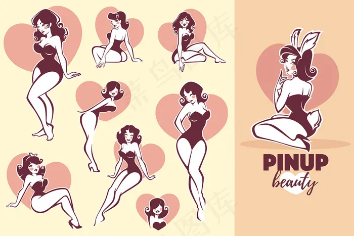 性感美女插画设计矢量素材eps,ai矢量模版下载