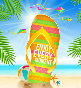 创意沙滩拖鞋插画图片