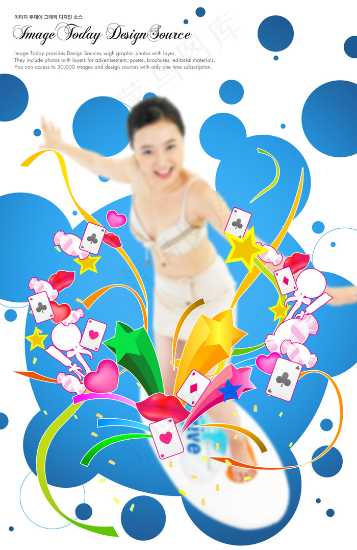 比基尼美女与创意元素PSD分层素材