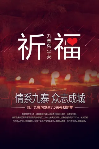 四川九寨沟抗争救灾海报