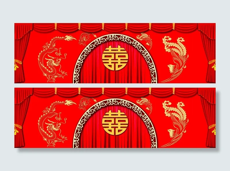 中式婚礼背景psd模版下载