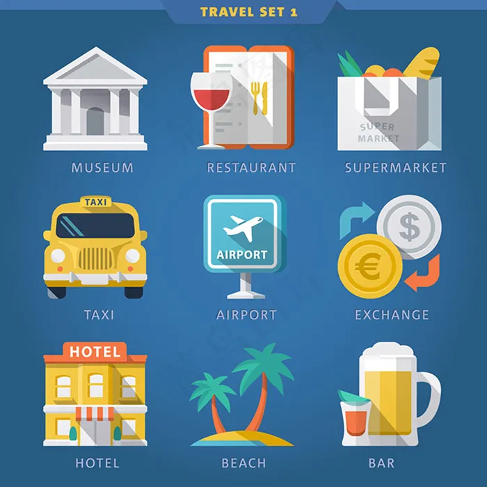 时尚旅游图标矢量素材cdr矢量模版下载