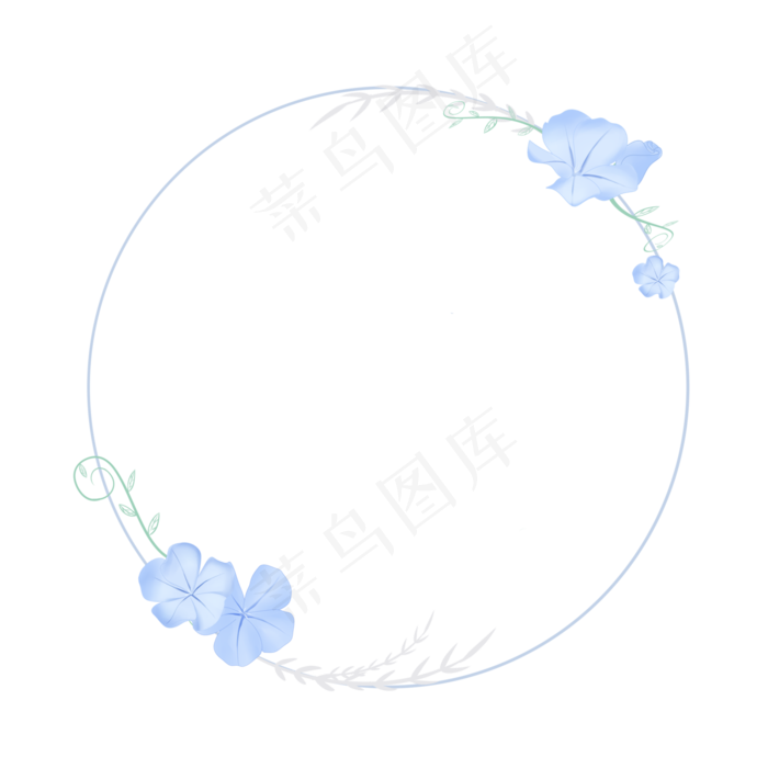 森系简约蓝色小花环边框森系简约蓝色小花环边框