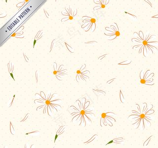 白色雏菊花无缝背景矢量素材