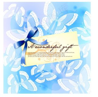 蝴蝶图案背景卡片模板矢量素材—