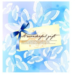 蝴蝶图案背景卡片模板矢量素材—