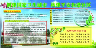 创建国家卫生城市 和谐社区 展板
