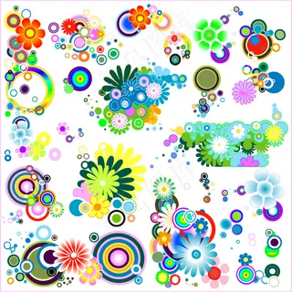 圆点花纹花朵矢量素材