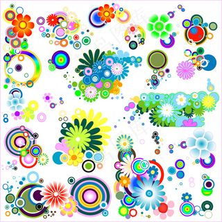 圆点花纹花朵矢量素材