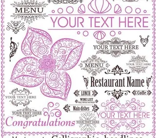 餐厅的装饰元素矢量集04