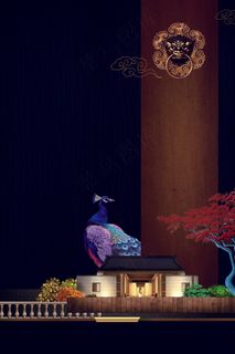 大气黑色文艺典雅新中式海报背景