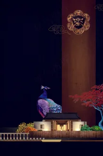 大气黑色文艺典雅新中式海报背景