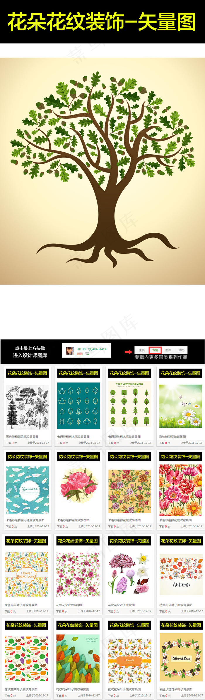 彩色卡通花朵花纹高清图