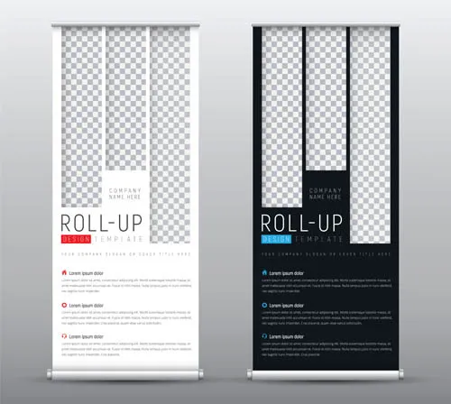 时尚简约企业X展架排版元素集合eps,ai矢量模版下载