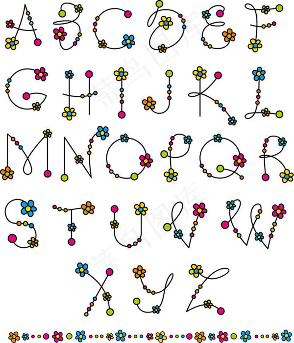 花朵字母设计矢量素材下载