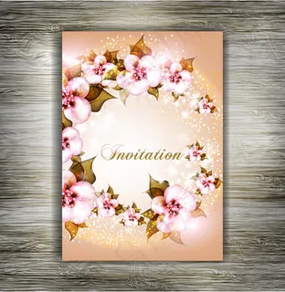 漂亮花卉婚礼请柬矢量素材