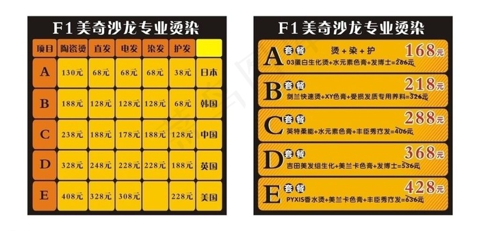 美发套餐图片cdr矢量模版下载