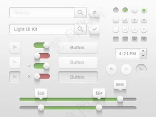 白色简洁UI工具包PSD分层素材