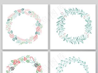 森系手绘唯美植物边框底纹素材