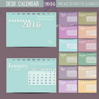 2016年红色日历模板矢量素材