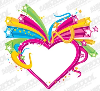 丰富多彩的三维的心形明星主题矢量