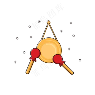 矢量手绘卡通锣鼓,免抠元素